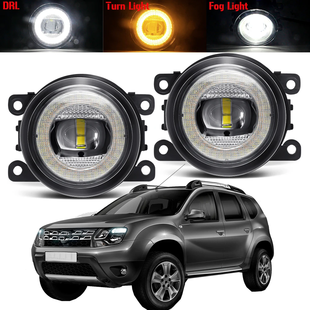 

3in1 Car LED Fog Light Assembly 30W 8000LM Angel Eye Fog Turn Signal Daytime Running Lamp DRL 12V For Renault Duster 2012-2015