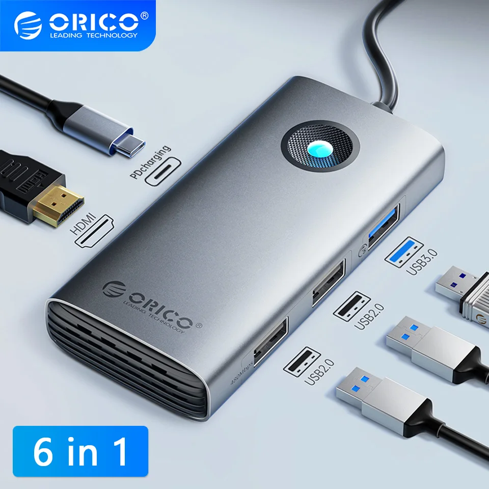 ORICO USB 3.0 도킹 스테이션 허브 C타입 스플리터 어댑터, 멀티 포트, 여러 소켓 OTG RJ45 HDMI 4K 독, 맥북 노트북 PC용