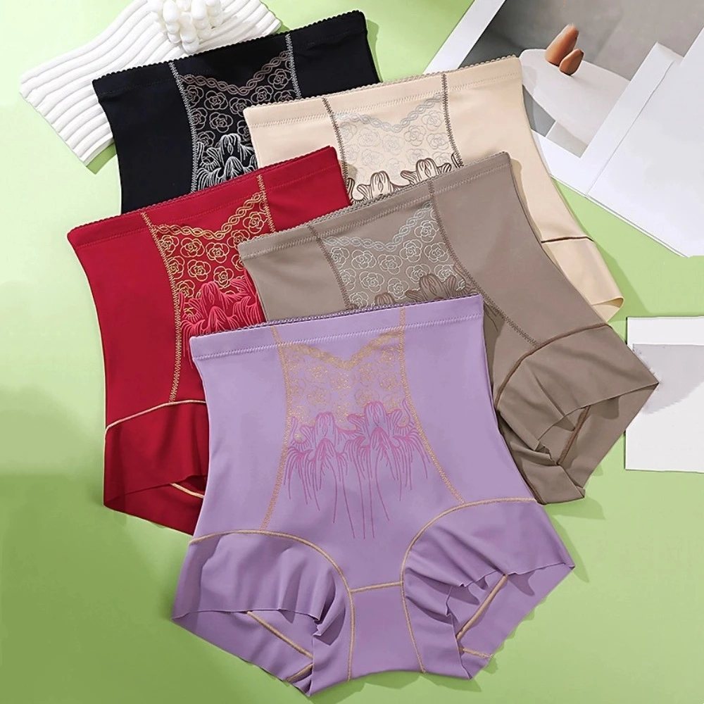 

High Waist Postpartum Body Shaper Flower Shapewear Butt Lifter Briefs Waist Trainer Floral Panties Seamless Underpants