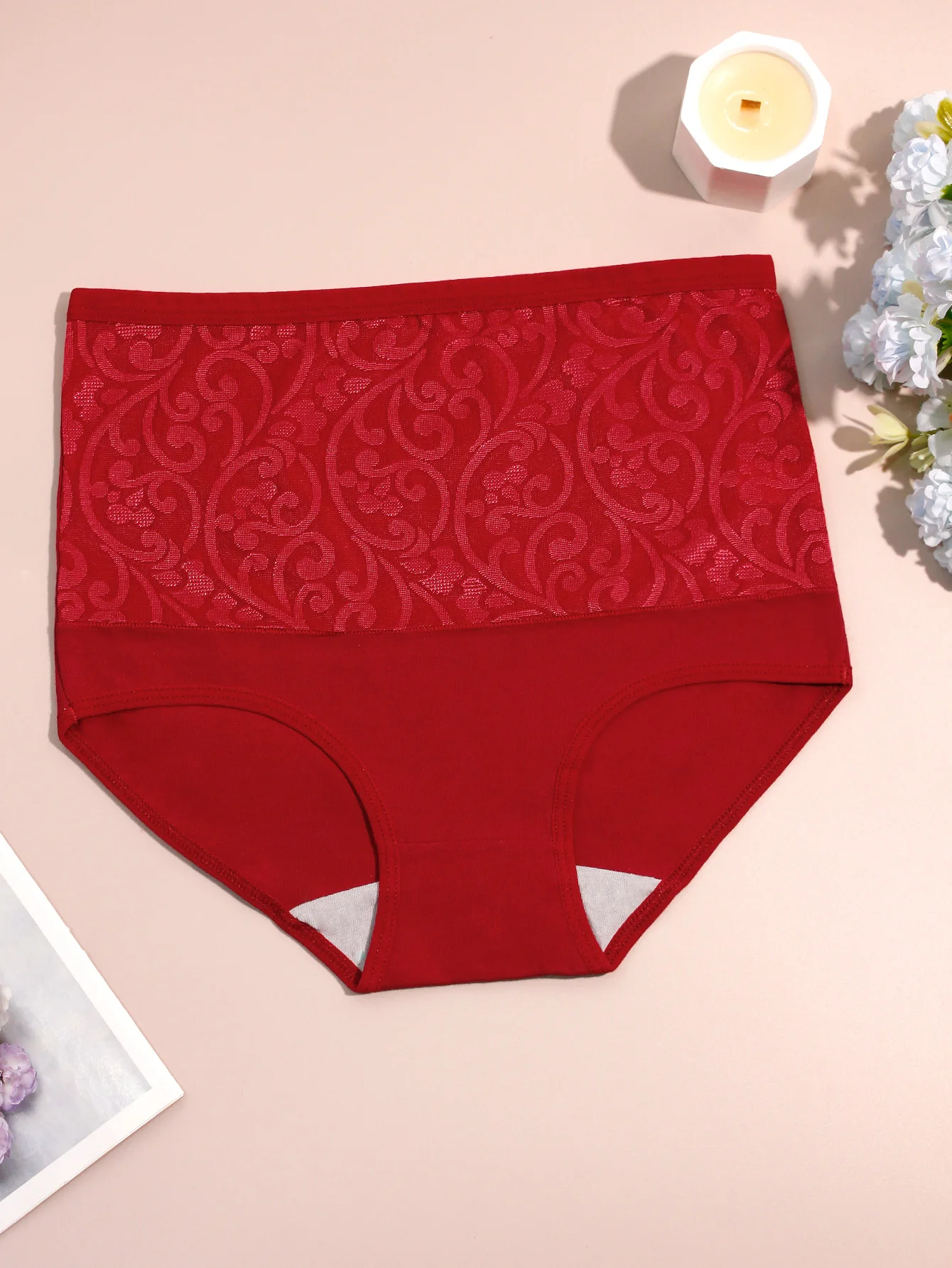 ارتفاع الخصر البطن التحكم الدانتيل لصق تشكيل المرأة مثلث سراويل مختلط الألوان 6-حزمة القطن المنشعب تنفس حجم الآسيوية