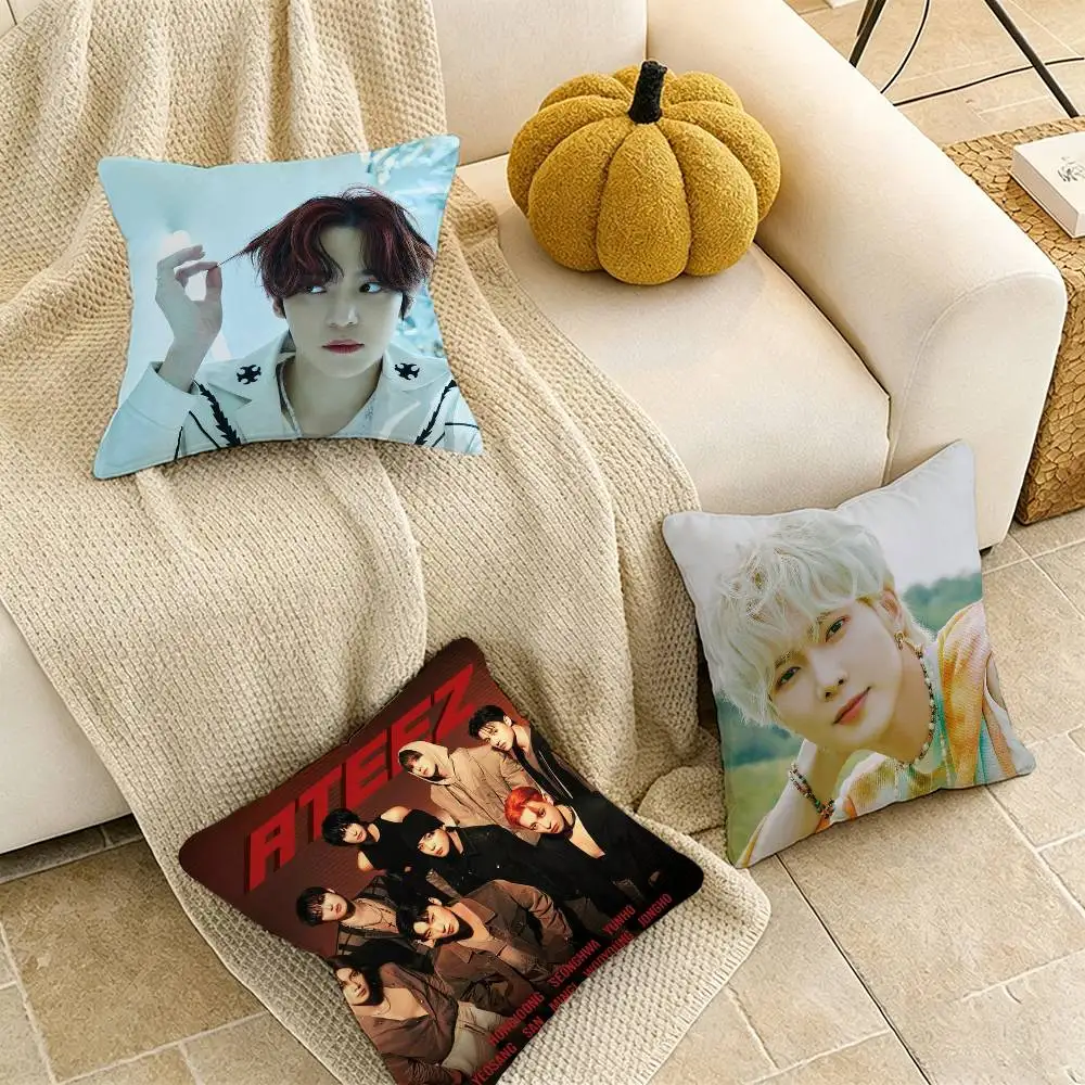 

ATEEZ kim Hongjoong san Pillow Case Pattern Printed Pillowcase For Living Room Sofa Cushion Cover