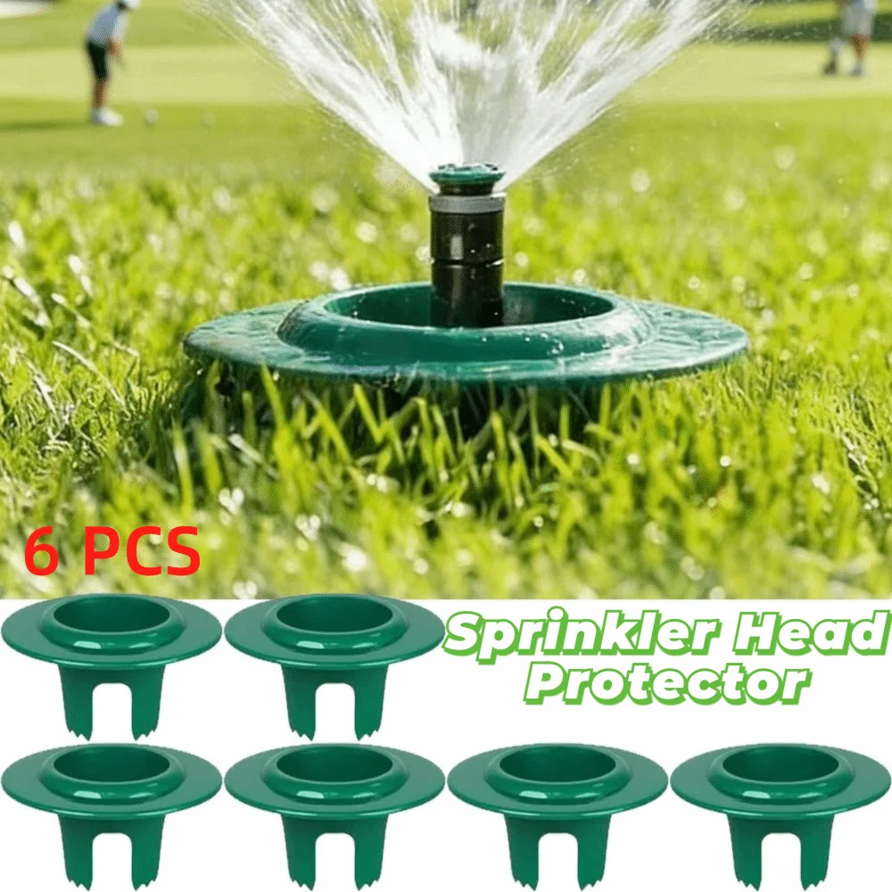 6 Pcs Plastic Sprinkler Head Protector Green Adjustable Depth Sprinkler Spray Cover Round Dust Proof Irrigation Protector Lawn