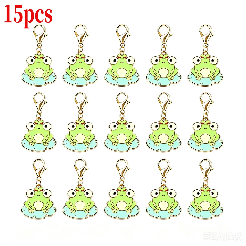 6/15 Stück Kawaii Frosch-Schlüsselanhänger aus Zinklegierung mit Karabinerverschluss, trendige Taschenanhänger, Damen-Accessoires, Großpackung, Geschenk für Feiertage und Geburtstage – Detail 1