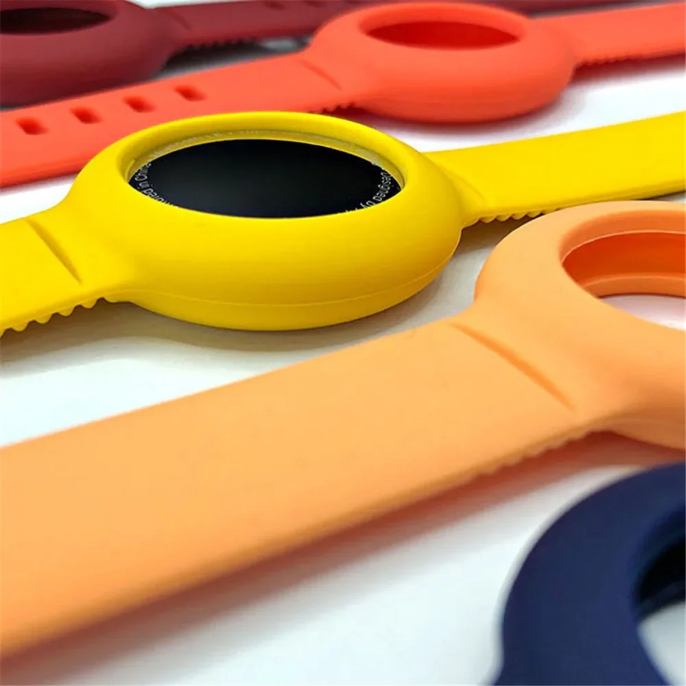 애플 에어태그용 소프트 실리콘 스트랩 케이스, 스크래치 및 낙하 방지 팔찌 보호 커버, 에어태그 어린이 시계 스트랩 쉘