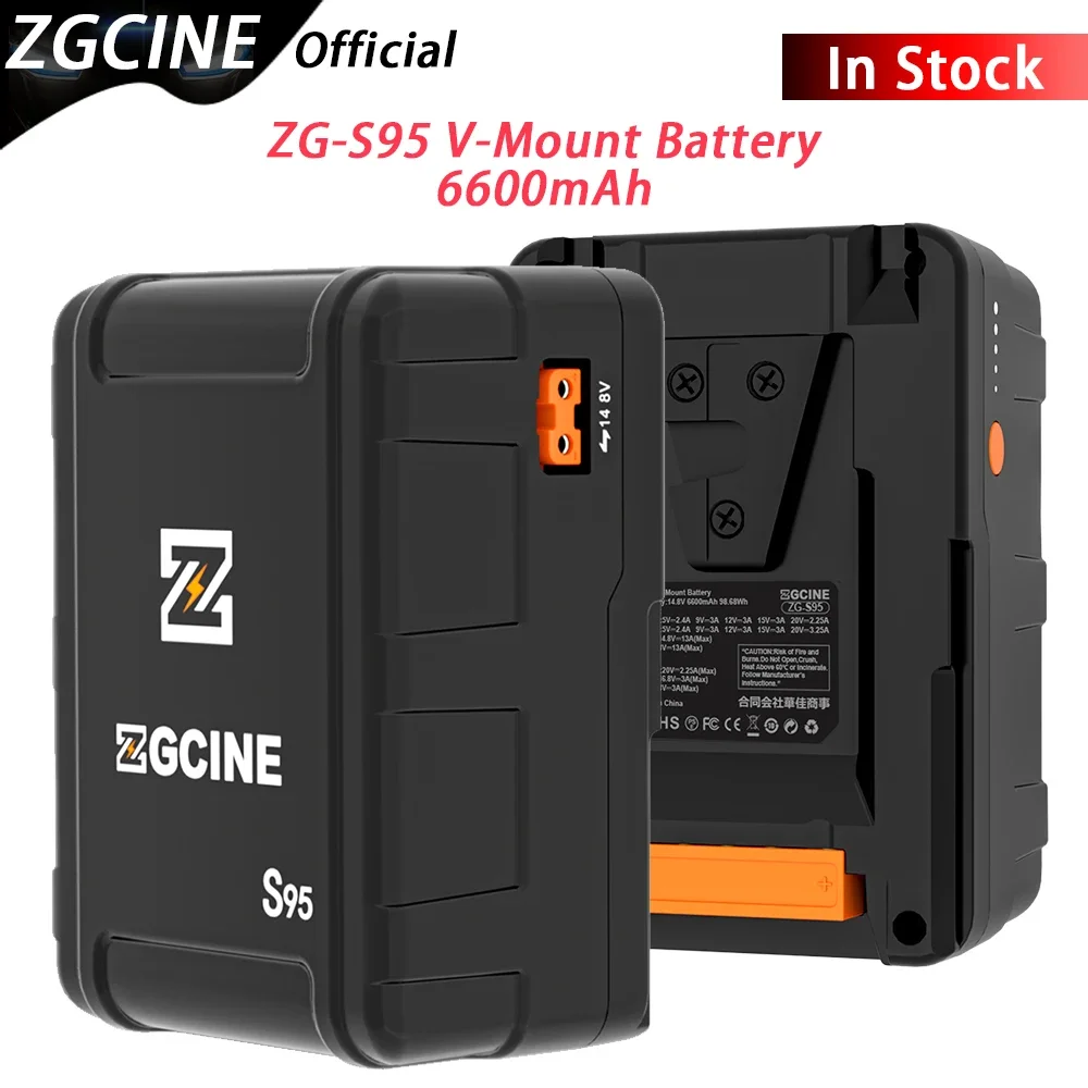 ZGCINE ZG-S95 6600mAh V Mount Battery 14.8V 98.68Wh V Lock V Shape Rechargeable Li-ion Battery PD Fast Charging For camera DSLR