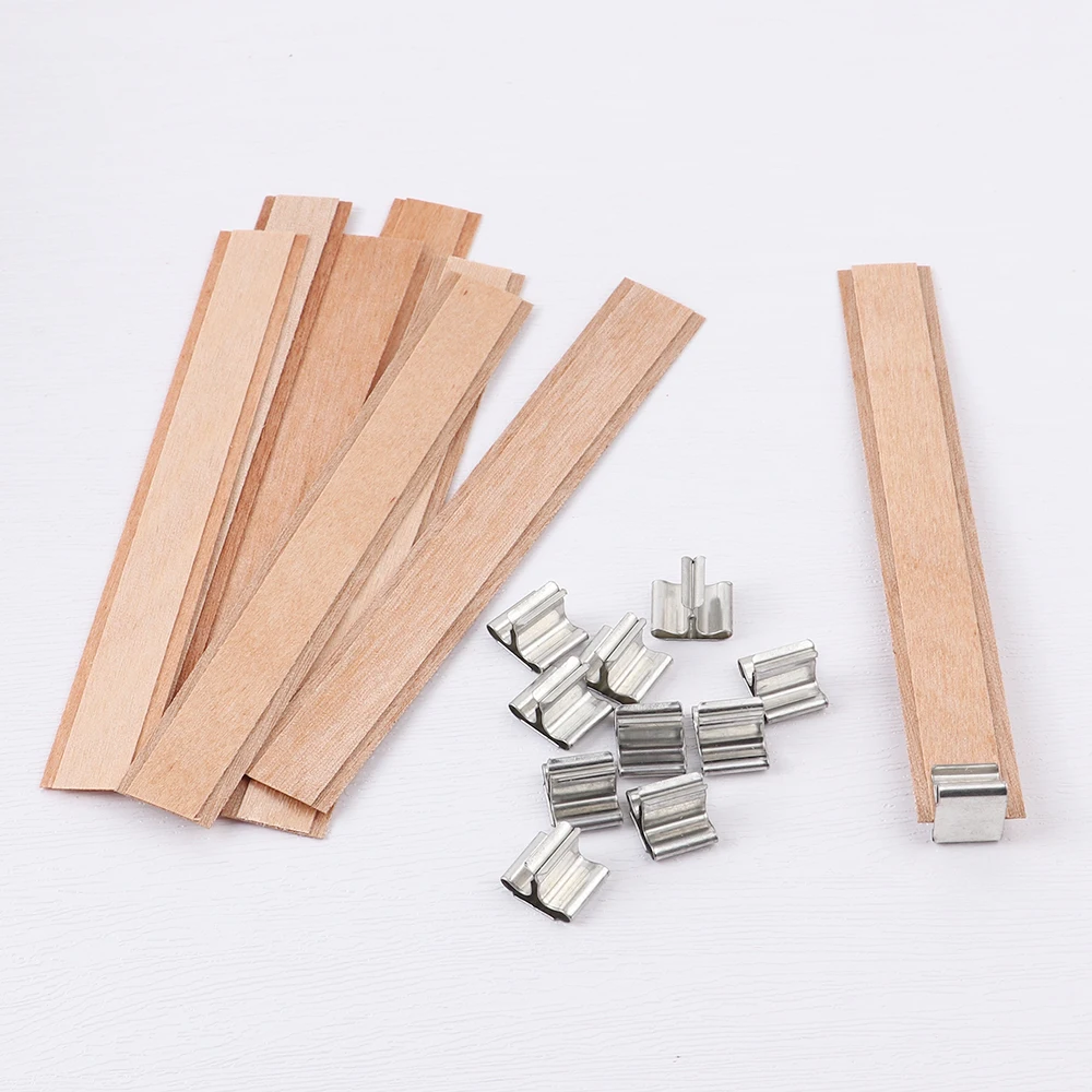 10Pcs Double Layer Wooden Candle Wicks With Base Candle Wick Set Core For Homemade Candle Making Supplies Soy Parffin Wax Wick