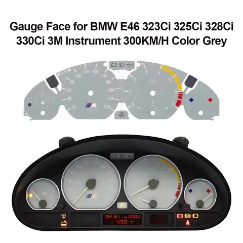 BMW E46 323Ci 325Ci 328Ci 330Ci 3M 계기판 300KM/H 색상 회색용 게이지 페이스