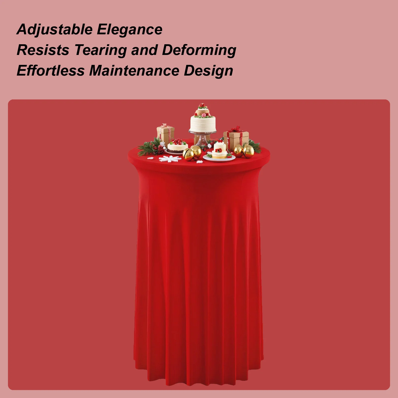 High Top Table Covers Spandex Christmas Round Bar Table Skirt Washable Festive Banquet Decoration Supplies For Indoor Outdoor