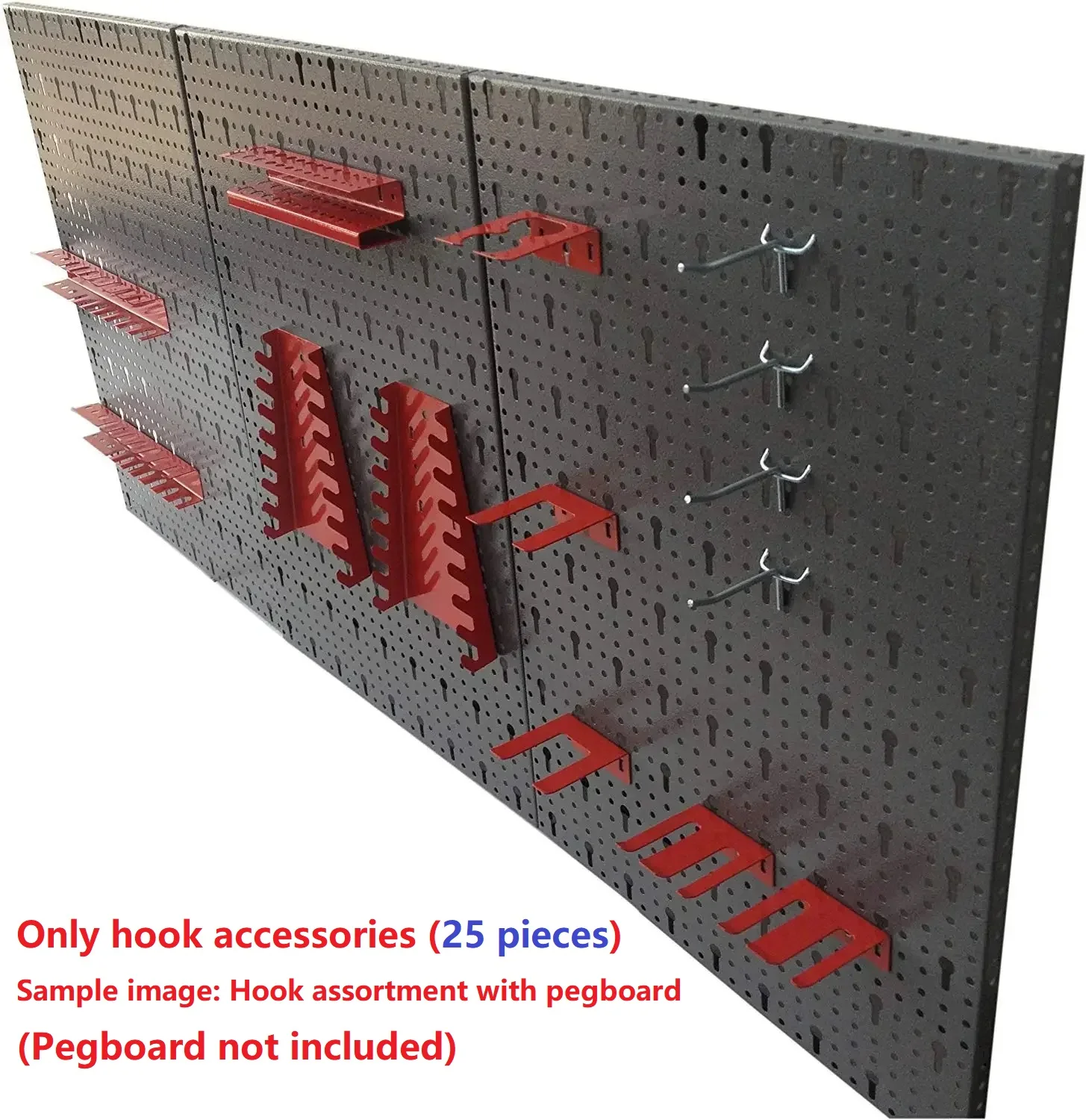 Set di ganci in metallo da 25 pezzi Set di ganci per attrezzi da garage per officina Gancio per supporto per dispositivo resistente per set di ganci per montaggio a parete perforati, portautensili