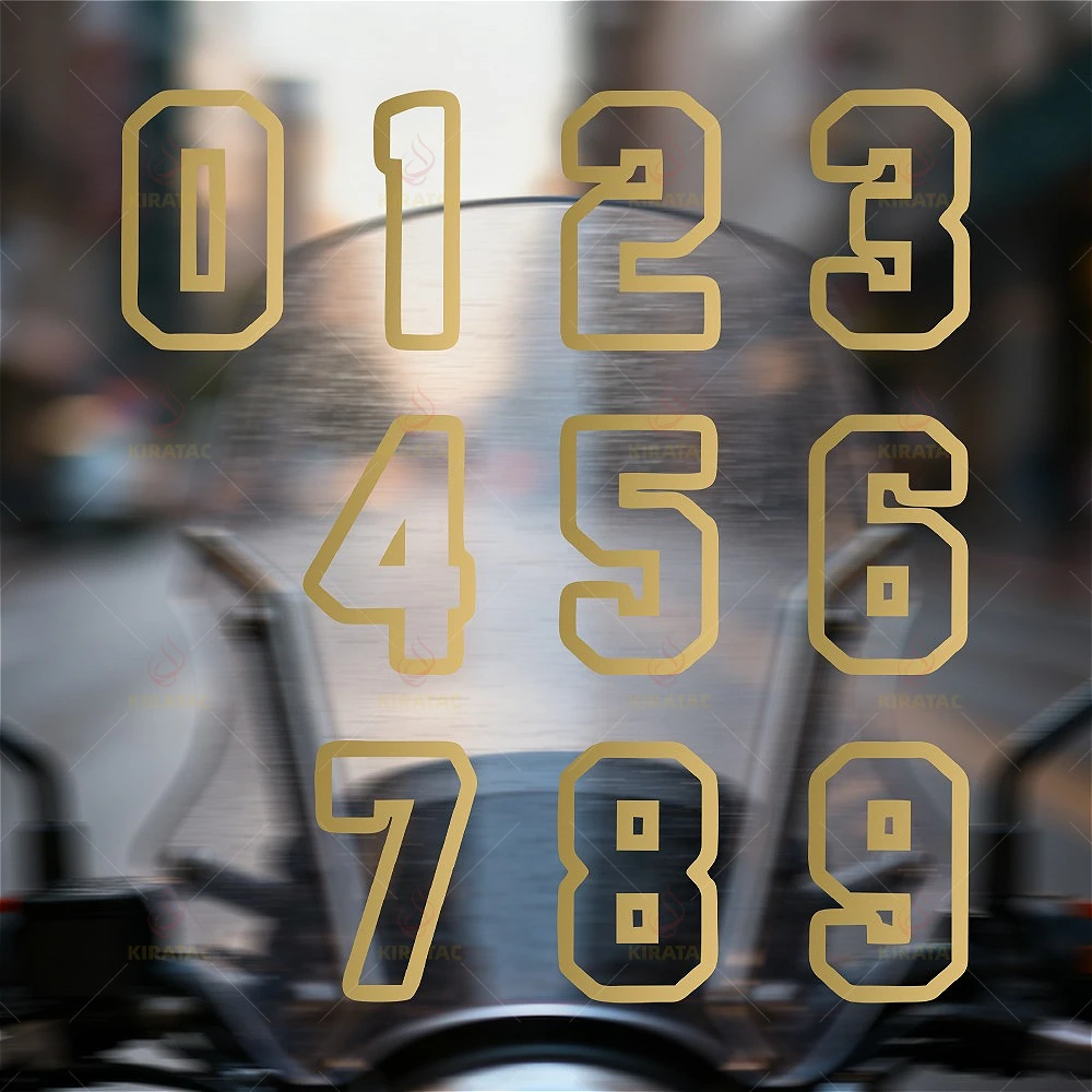 Autocollant numéro de voiture en or 0-9, 1 pièce, pour vitres avant de voiture, porte de coffre, carénage de moto, garde-boue, casque, réservoir de carburant, autocollants en vinyle de vélo