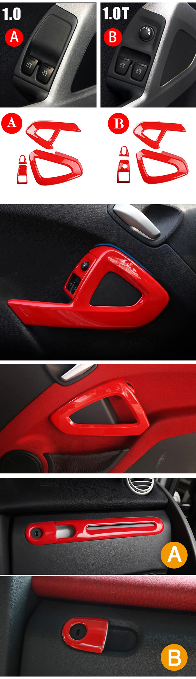 Red Interior and Exterior Decoration Cover for Smart 451 Fortwo description 2