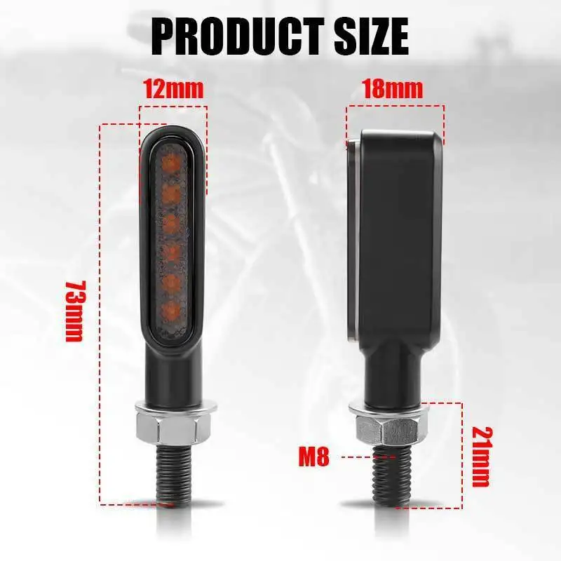 Motorcycle Mini Metal 3LED Turn Signals Indicator Blinker Lights 12V High Brightness Waterproof M8 Universal for Honda Yamaha