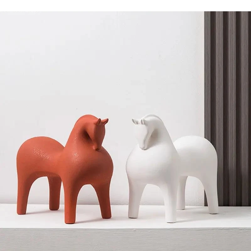 Ceramic Handicraft Horse Figurine Artificial Animal Decoration Abstract Color Porcelain Sculpture Decorative Figurines