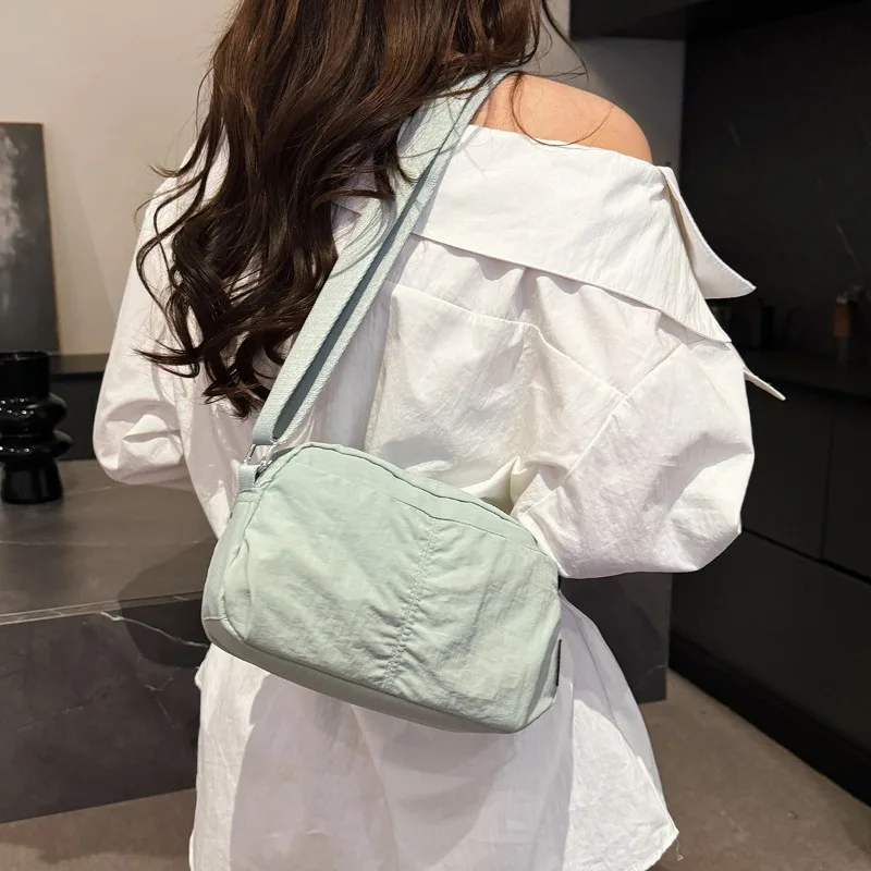 

Women Single Shoulder Pleated Multi-layer Casual Lightweight Crossbody Bags Small Korean Fashion Nylon High Quality Handbags