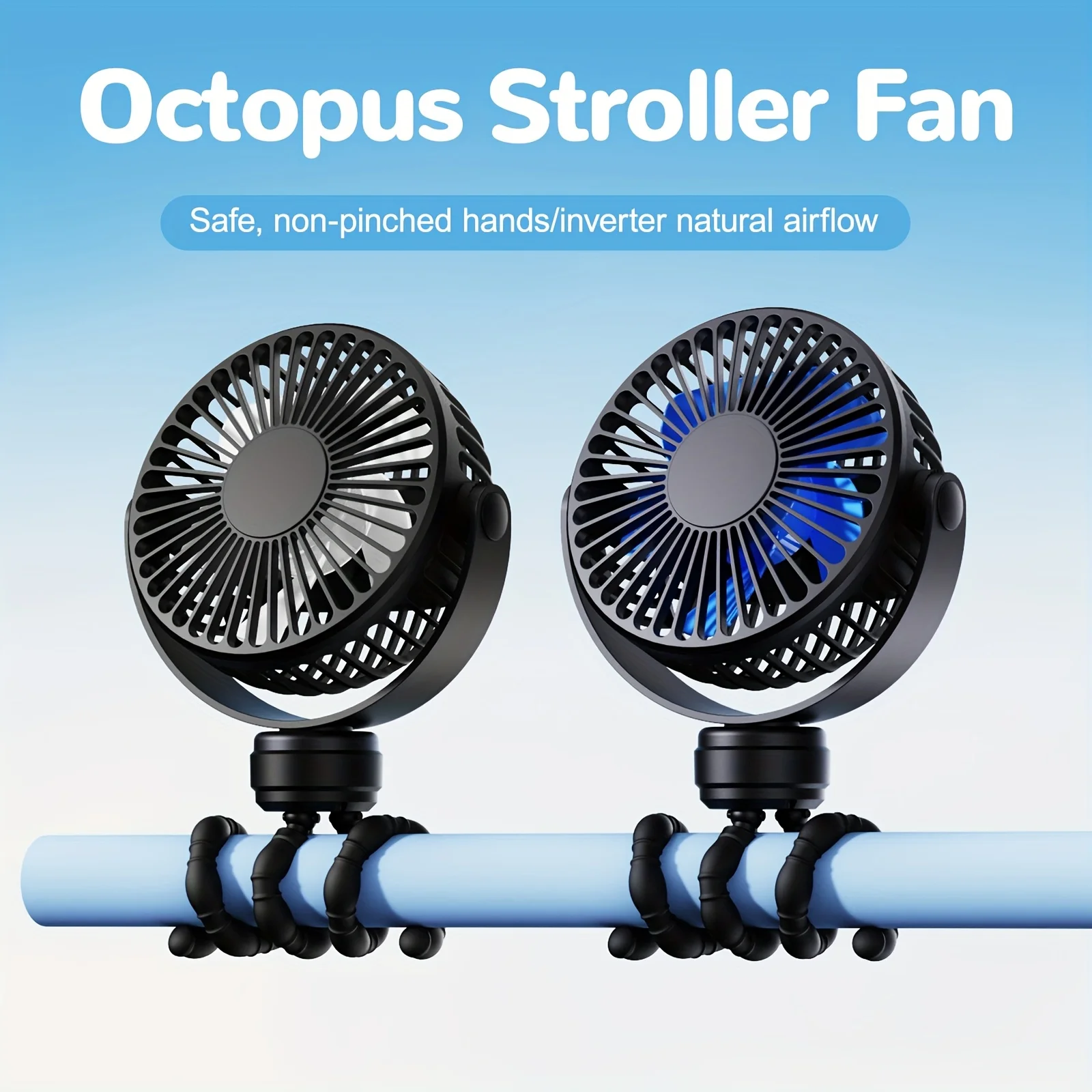 

Portable Flexible Tripod Mini Fan 3-Speed Rechargeable Stroller Fan with 360° Rotation Hands-Free Personal Cooling Fan for Baby