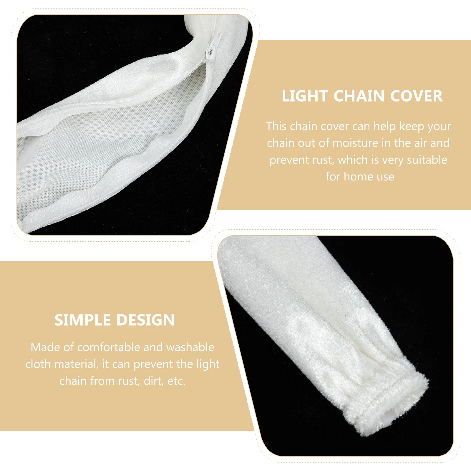 

Zipper Cloth Cover Lamp Chain Chandelier Wires Sleeve Removable Washable DIY Chains Cord Concealer Rust Prevention Home Use
