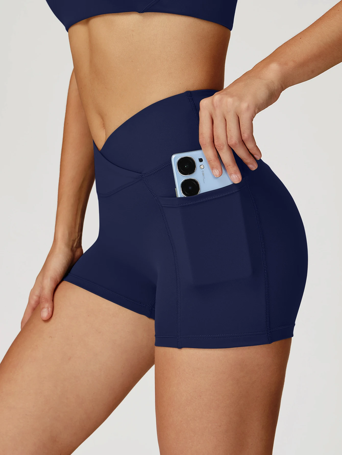 

Женские шорты для йоги с высокой талией и боковыми карманами, спортивные шорты для бега и фитнеса, велосипедные шорты для тренажерного зала