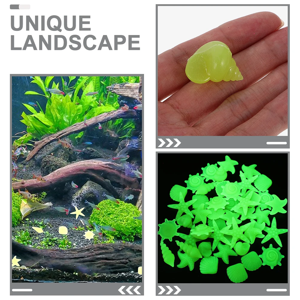 

100pcs Glow In The Dark Resin Night For Fish Tank Aquarium Decorative Rocks Underwater Scenery Fish