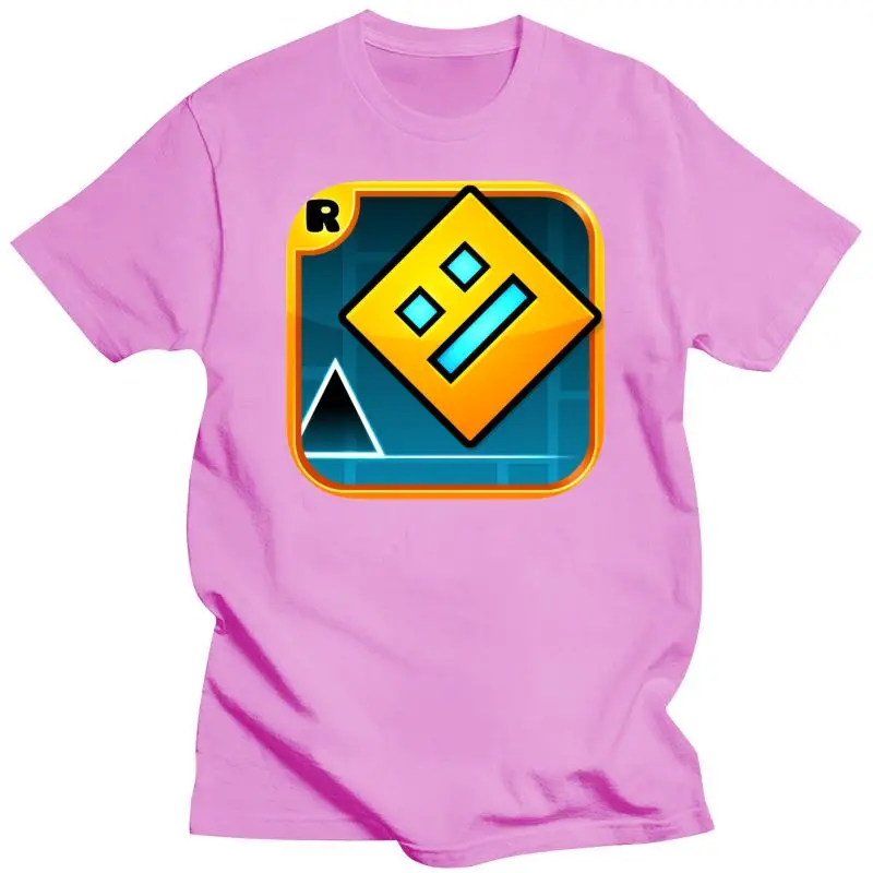 Brand New Summer Geometry Dash Game Logo T-Shirt Short Sleeves Cotton Tee Shirts Casual Tee Shirt Homme