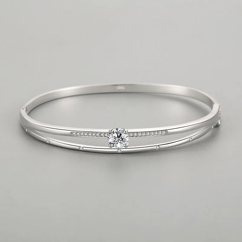 

Top Quality Fashion Lovely Real Pure Sterling 925 Silver Bangle Jewelry Real 925 Silver Bangle Cute Diamond Party 2025 Jewelry