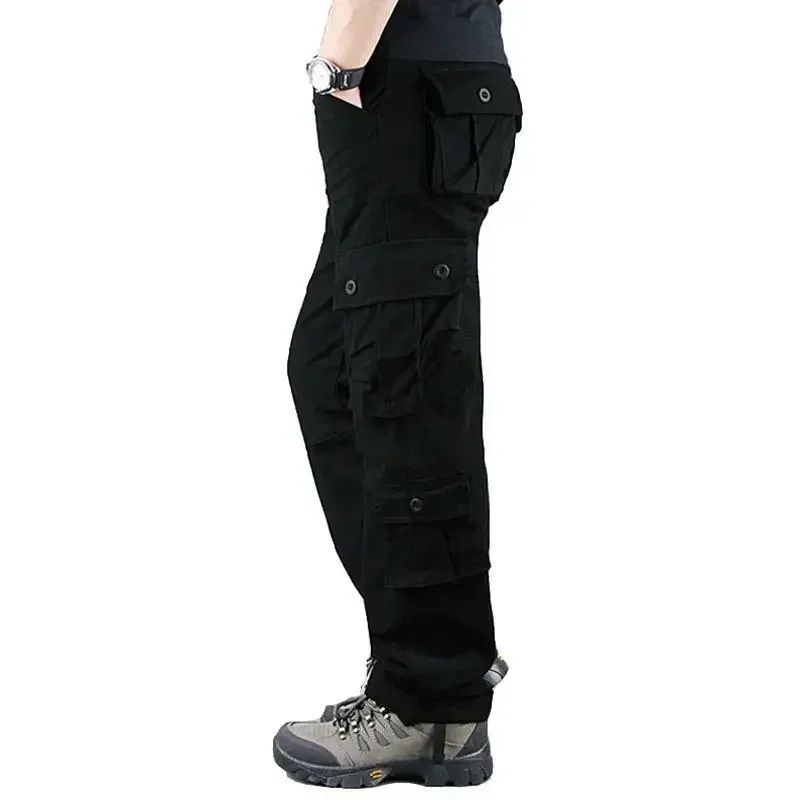 Men's Cross-Border Multi-Pocket Cargo Pants Straight-Leg Loose-Fit Spring Autumn Summer Pure Cotton Casual Long Pants