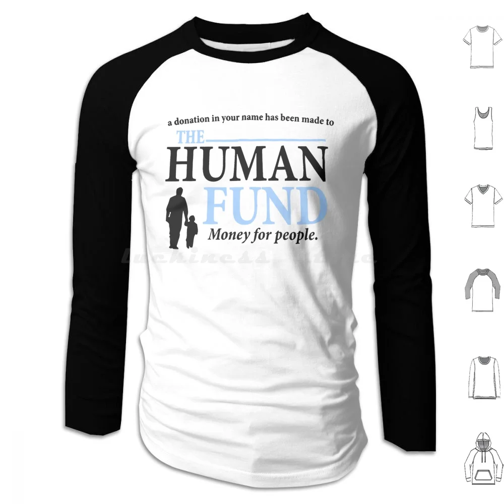 The Human Fund (noir) sweats à capuche à manches longues charité Cosmo Kramer Elaine Benes Festivus George Jerk Store Kramer Sitcom