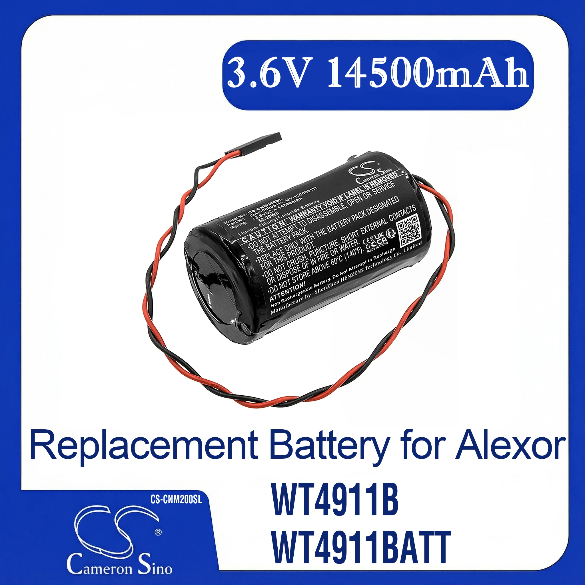 Cameron Sino Replacement Battery for Alexor  WT4911B, WT4911BATT, Fits P/N