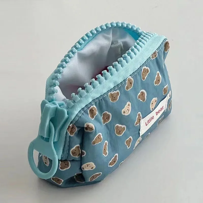 Blue Bear Large Zipper Pencil Case, High Aesthetic Value, Coarse-Toothed Student Stationery Bag, Large Capacity Pencil Pouch Storage Bag