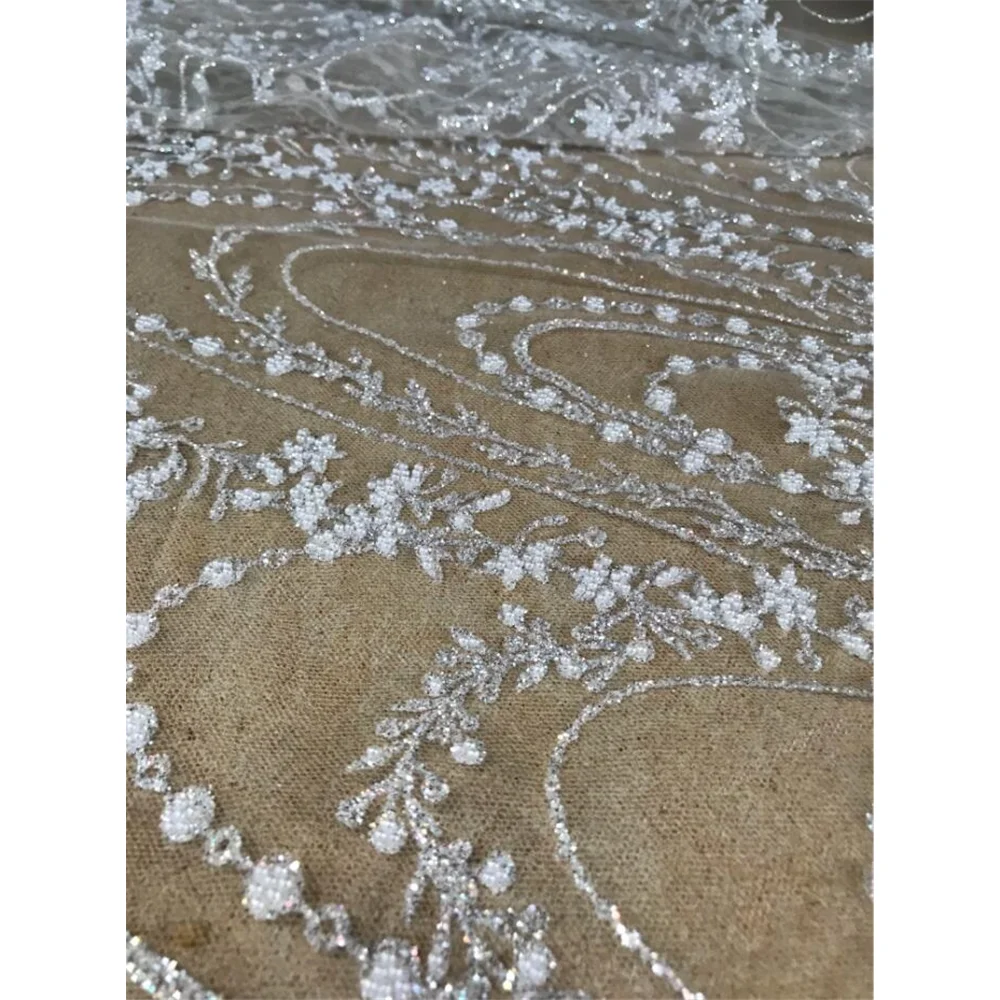 

African mesh tulle lace fabric with glitter, French net, fashion, SYJ-686825