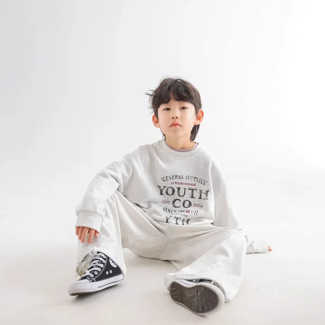 

Children Clothing Kids Letter Printed Hoodie Set 2025 Spring New Boys Fashion Casual Soft Comfortable Cotton Two Piece Set