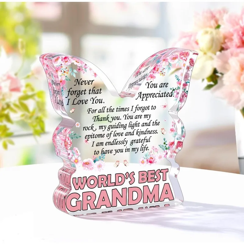 لوحة الجدة على شكل فراشة - هدية على شكل قلب من حفيدة عيد الميلاد وعيد الأم #3