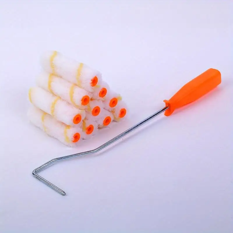 1Set Set Paint Roller with Long Handle 4inch Covers Fabric Plastic for Walls Ceilings Small Areas