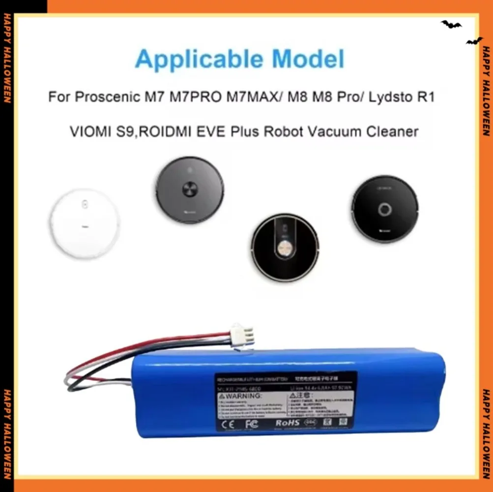 12800mAh Rechargeable Li-ion Battery for XiaoMi Lydsto R1 Viomi S9 Roidmi Eve Plus Robot Vacuum Cleaner Battery Pack