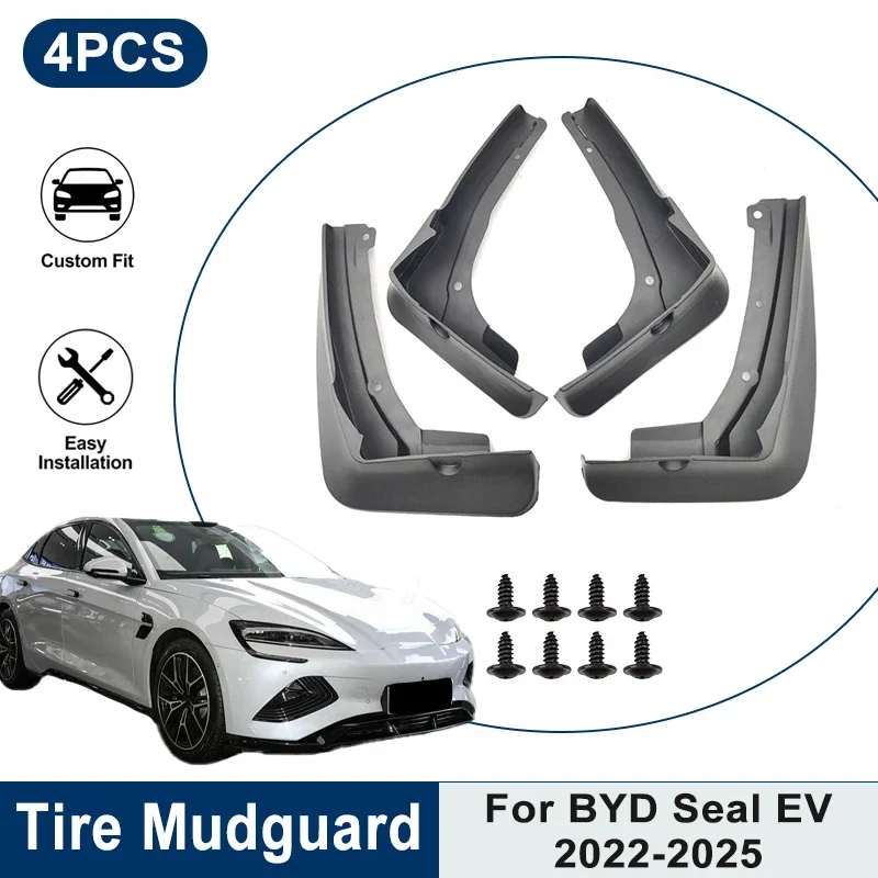 4PCS Waterproof Car Mud Flaps For BYD Seal EV 2022 2023 2024 2025 Anti-Splash Mudguards Fender Trim Auto Accessories