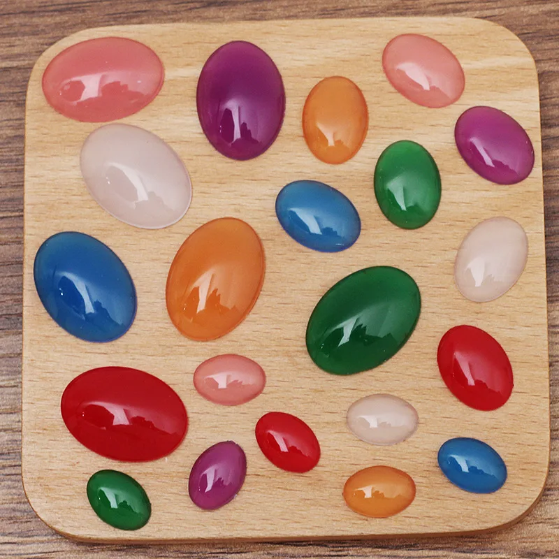 200pcs 10x14 13x18 18x25mm Oval Domes Cabochons Red Green White Cats Eye Resin CABs Cameo Cover Jewelry Accessories DIY Crafts