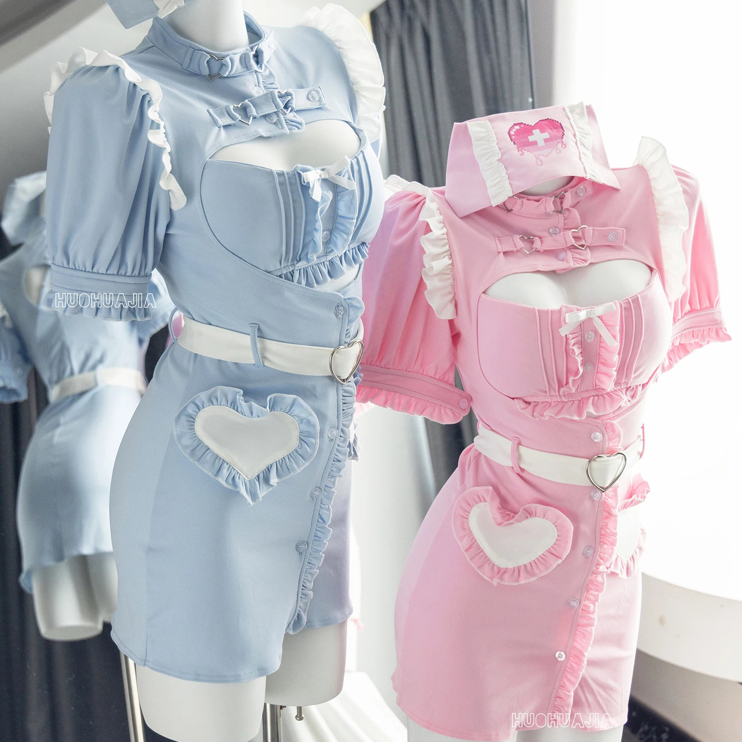 

Women Ironmouse Maid Dress Landmine Anime Cosplay Halloween Costumes Jirai Kei Fashion Ironmouse Nurse Cosplay Landmine Outfit