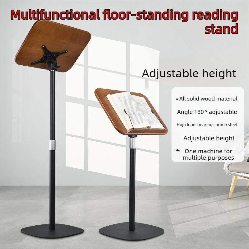 Height Adjustable Floor Reading Stand, Stable Base & Tiltable Desktop, for Laptop, Books, Documents