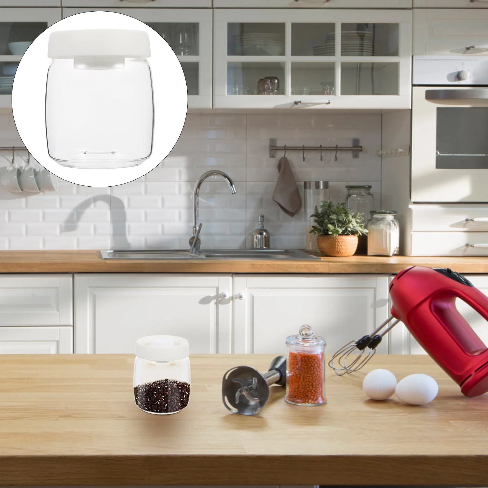 

1Pcs Home Storage Tank Borosilicate Glass Sealed Container Transparent Push Lid Food Storage Jar Glass Jar Food Sealed Bottle