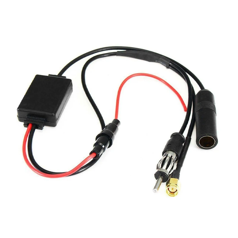 

1Pc FM/AM DAB + Car Antenna Aerial Splitter Cable Adapter Radio Signal Amplifier Antenna Signal Booster 88-108MHz