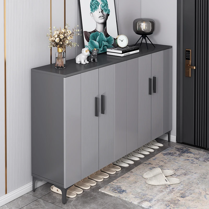 خزانة أحذية من الخشب الصلب، خزانة تخزين عتبة الباب المنزلية، خزانة مدخل مواجهة الحائط، رف أحذية داخلي متعدد الطبقات #2