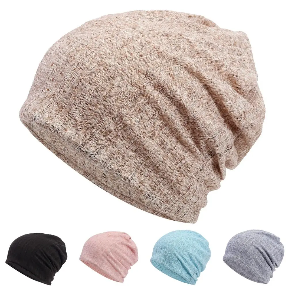 Casual Breathable Gauze Pile Cap Solid Color Elastic Headscarf Cap Cute Outdoor Hood Cover Cap For Men Women