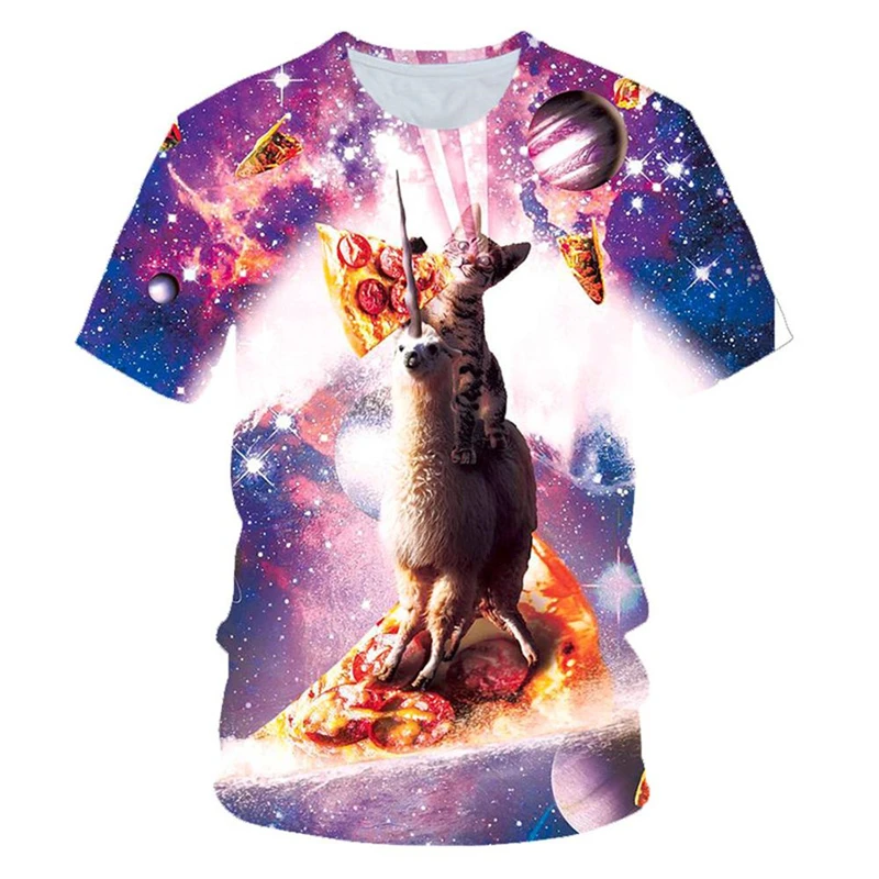 Funny Creation Cat T-shirt Men\'s Clothing O-neck Short Sleeve T Shirts 3D Printed Art Pattern Harajuku Street Oversized Tees Top