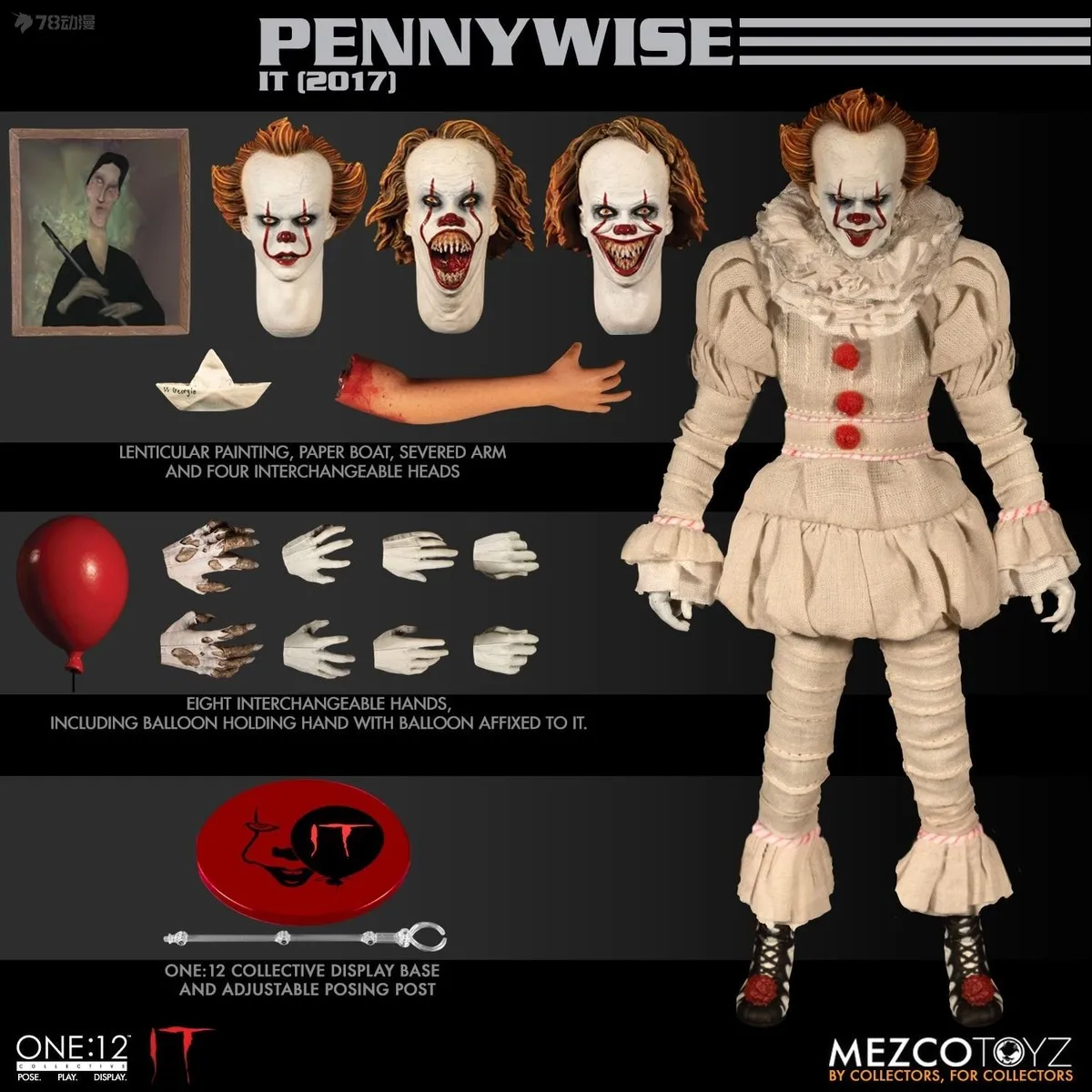 Mezco Toyz الأصلي 1/12 سلسلة صغيرة الحجم مهرج قامت Pennywise أنيمي عمل نموذج لجسم اللعب الحلي هدايا للأولاد
