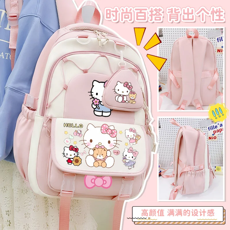 Mochila para niñas de Hello Kitty 2025, nueva mochila escolar para adolescentes de gran capacidad con bonitos dibujos de Disney