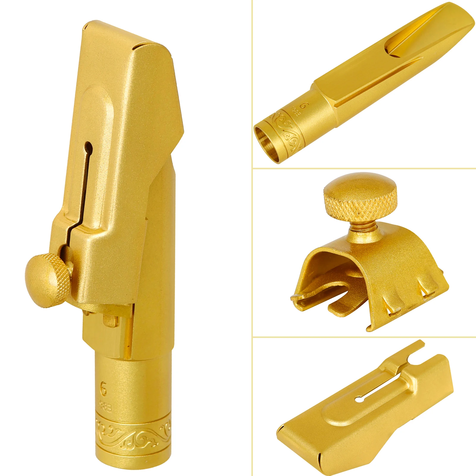 Boquilla de saxofón Tenor dorada 5C 6C 7C 8C 9C boquilla de saxofón de Metal esmerilado diseño de cubierta deslizante accesorios para instrumentos de viento de madera