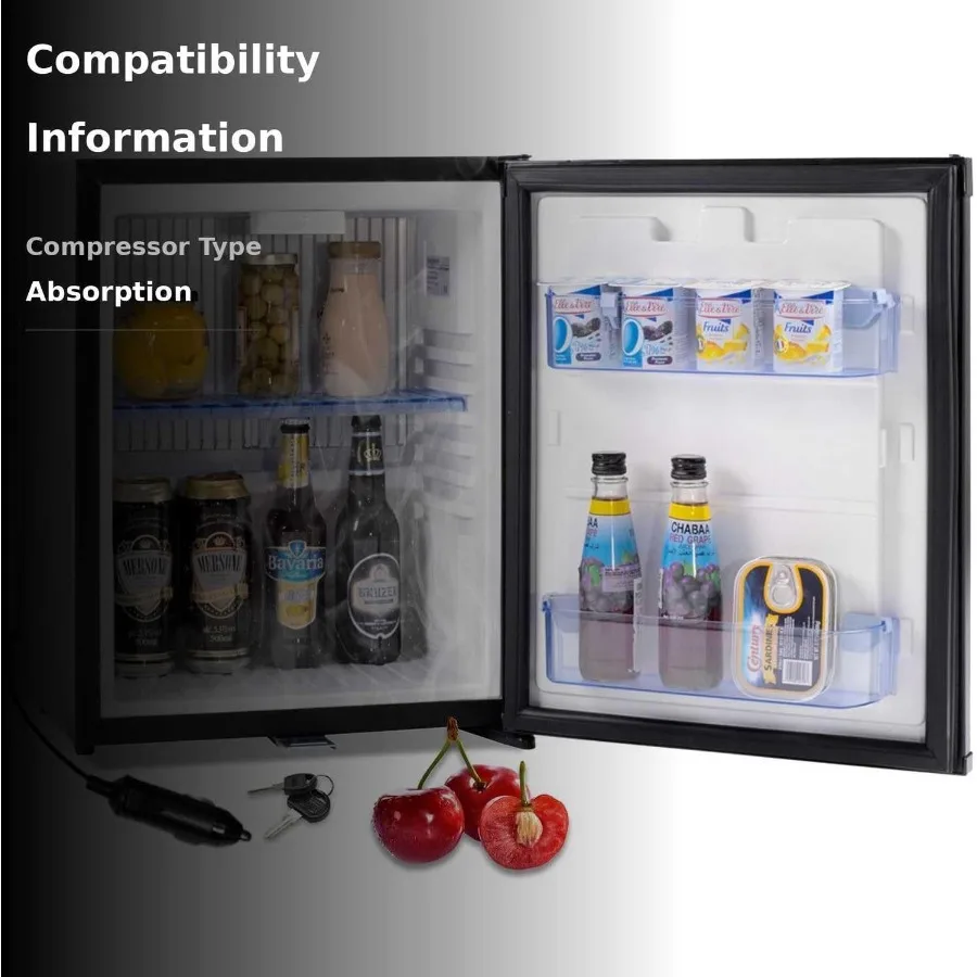 ثلاجة صغيرة مع قفل 12 فولت RV ثلاجة 1.0 قدم مكعب ثلاجة مدمجة 12 فولت/110 فولت بدون ضوضاء 12 فولت ثلاجة باب عكسي ممتص #3