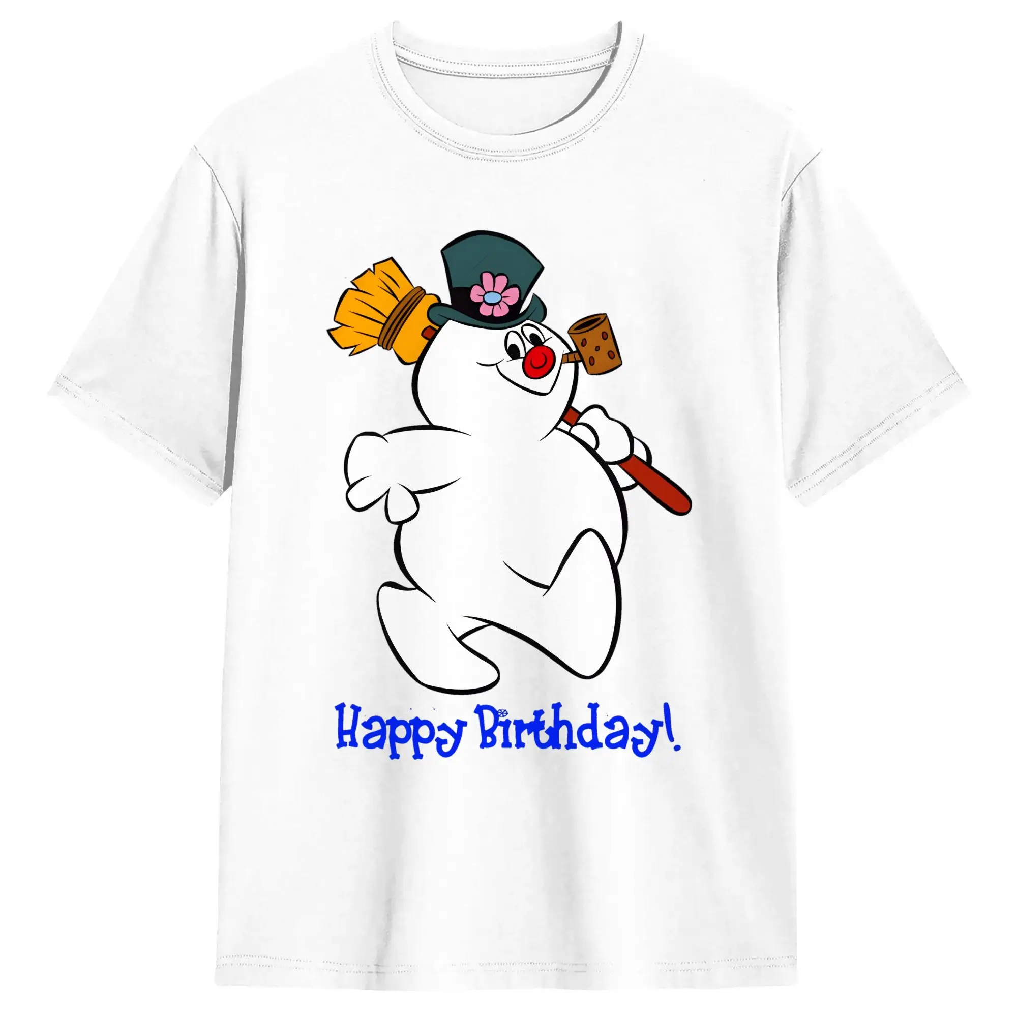 Snowman Frostys T Shirt Men's  100% Cotton Casual T-Shirt Crew Neck Happy Birthday! Tees Short Sleeve Clothes Graphic Printed