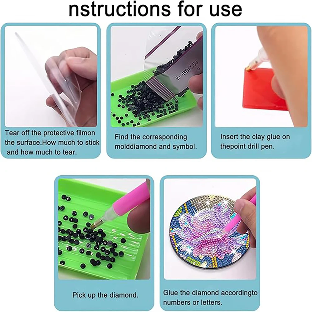 8 قطع/مجموعة من الوقايات المطلية بالألماس مجموعة قواعد ماندالا من الأكريليك (مع حامل) - طقم حرفي فني ماسي DIY لتزيين المنزل #6