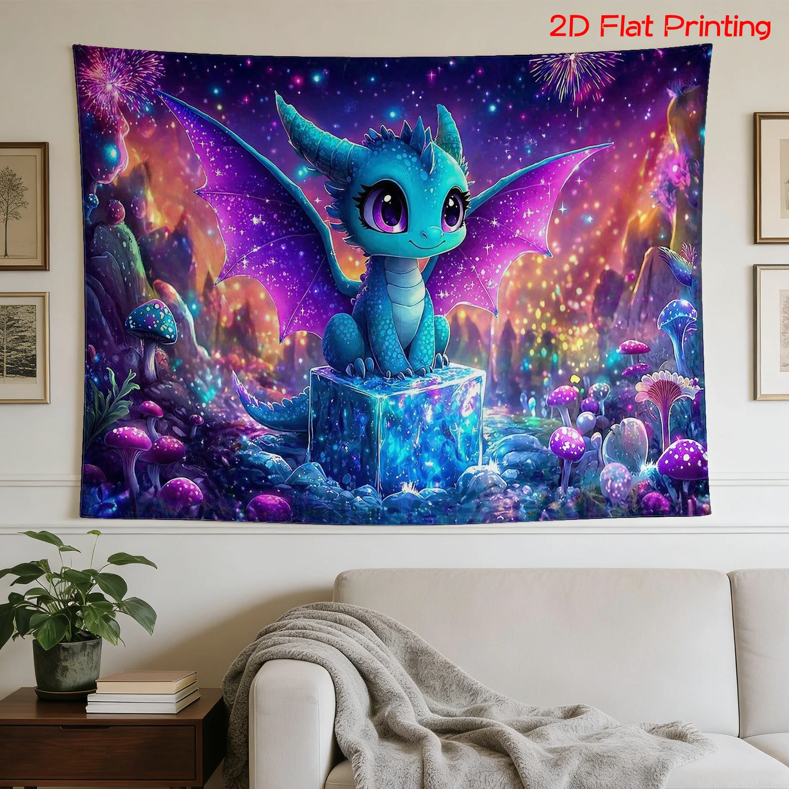 Giant Cosmic Galaxy Blue Dragon Tapestry Wall Hanging Room Decor Art 180x280cm Fantasy Space Fairy Mural