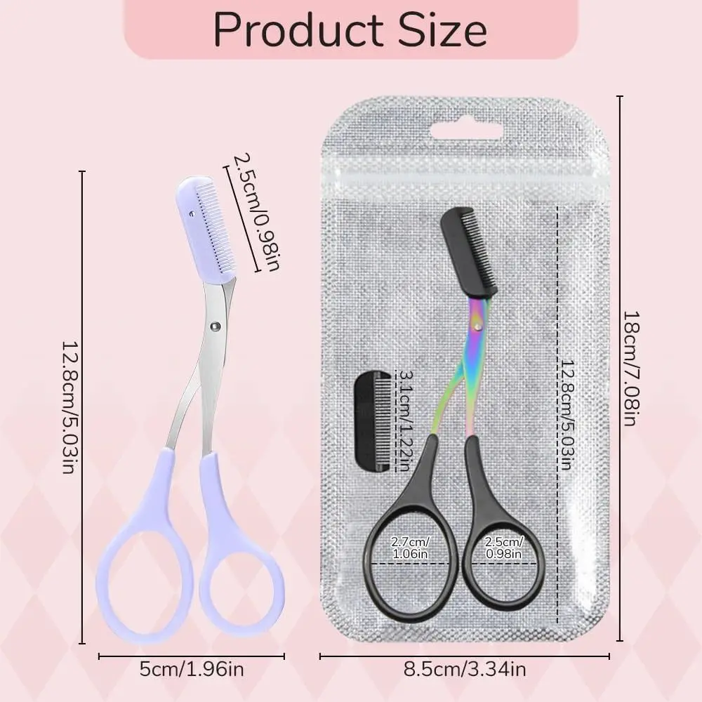 2PCS New with Comb Eyebrow Trimmer Scissor Makeup Tool Non-Slip Eyebrow Scissors with Comb High Quality Eyebrow Scissors Makeup